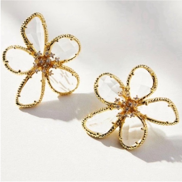 Anthropologie Jewelry - New! Anthropologie Gold Flower Statement Earrings (3033) NWOT